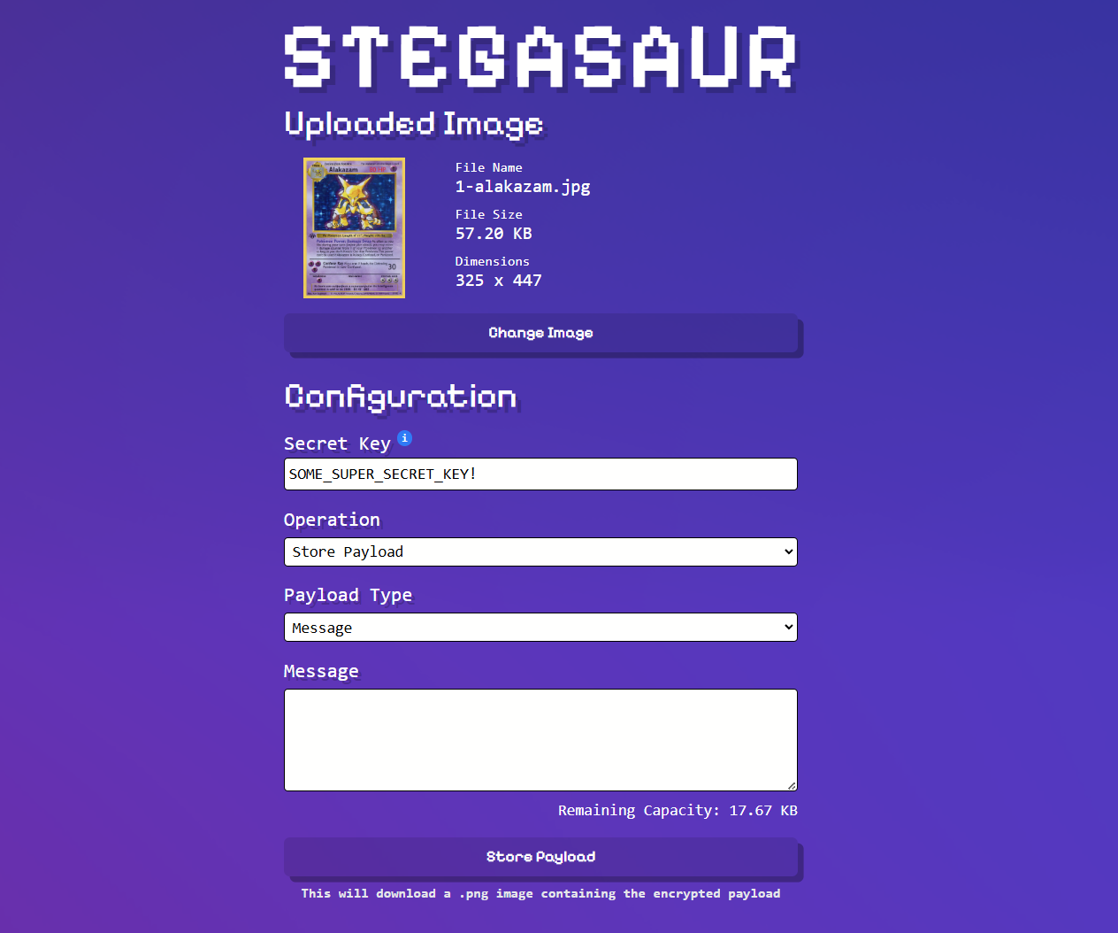 Stegasaur steganography tool